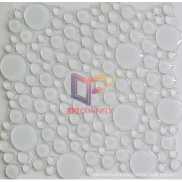 Round Super White Smoothed Crystal Mosaic Tile (CFC252)